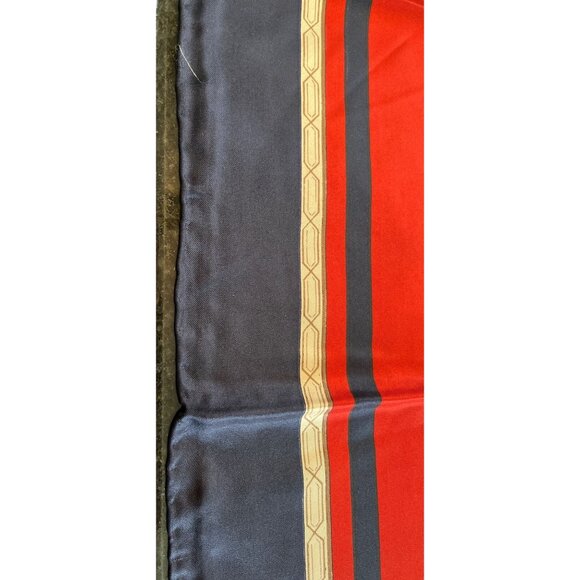 Vtg 1970's DAMON All Silk Equestrian Scarf Made In Italy Hand Rolled Red Blue - Picture 7 of 10